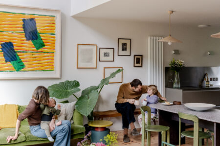 The big blue: a striking sculptural staircase forms the focus of this converted coach house in Camberwell